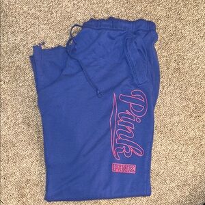 PINK Victoria's Secret Royal Blue Jogger Sweatpants with Pink Logo